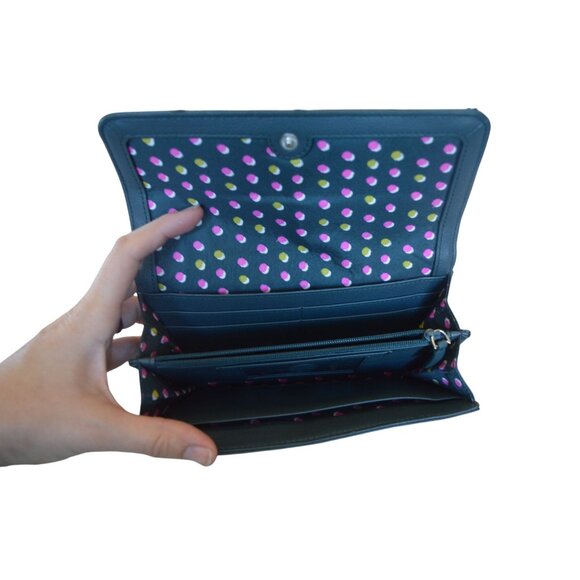 Vera Bradley Falling Flowers 2017 Retired Tri Fold Wallet Bohemian Polka Dots - Picture 7 of 7